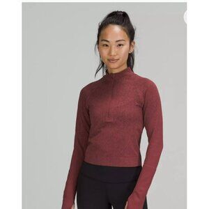 Lululemon Rest Less Cropped Half-Zip Herringbone Fade Mulled Wine size 6 EUC